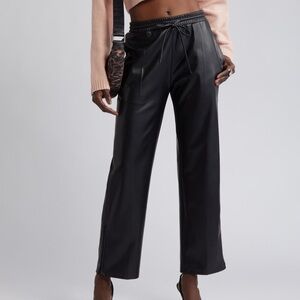 Open Edit black drawstring faux leather pants, size M!
